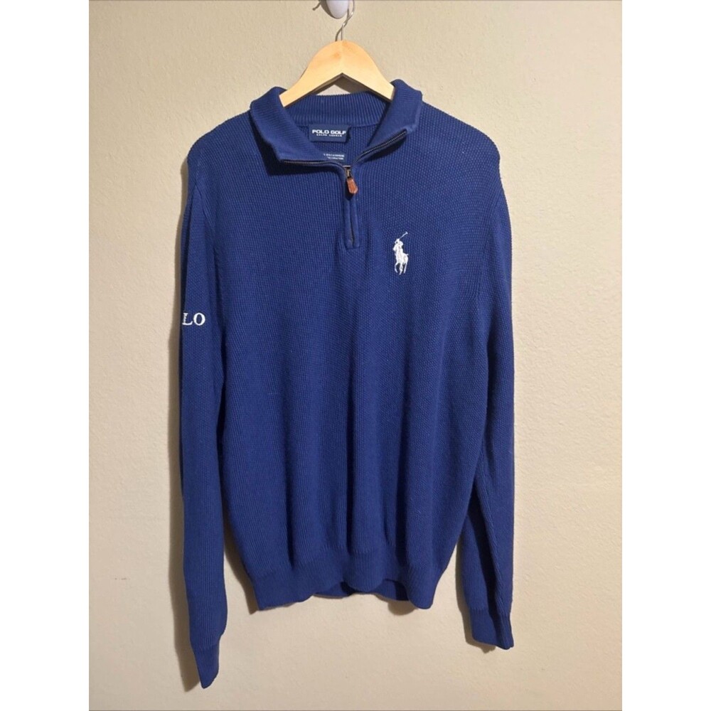 Polo Golf Ralph Lauren Sweater Mens Large  1/4 Zip Pullover - Cotton & Cashmere